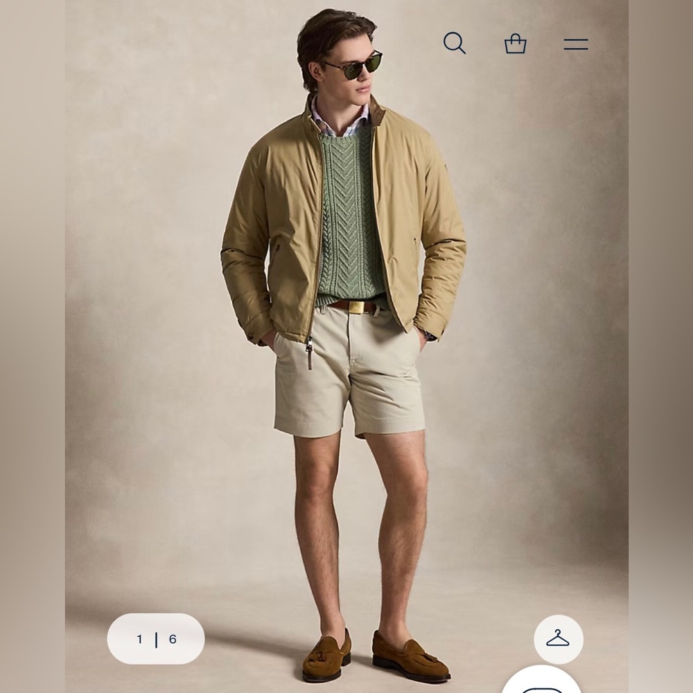 Polo Ralph Lauren Chino Shorts Men's 30 Beige Stretch Classic Fit 9" Cotton